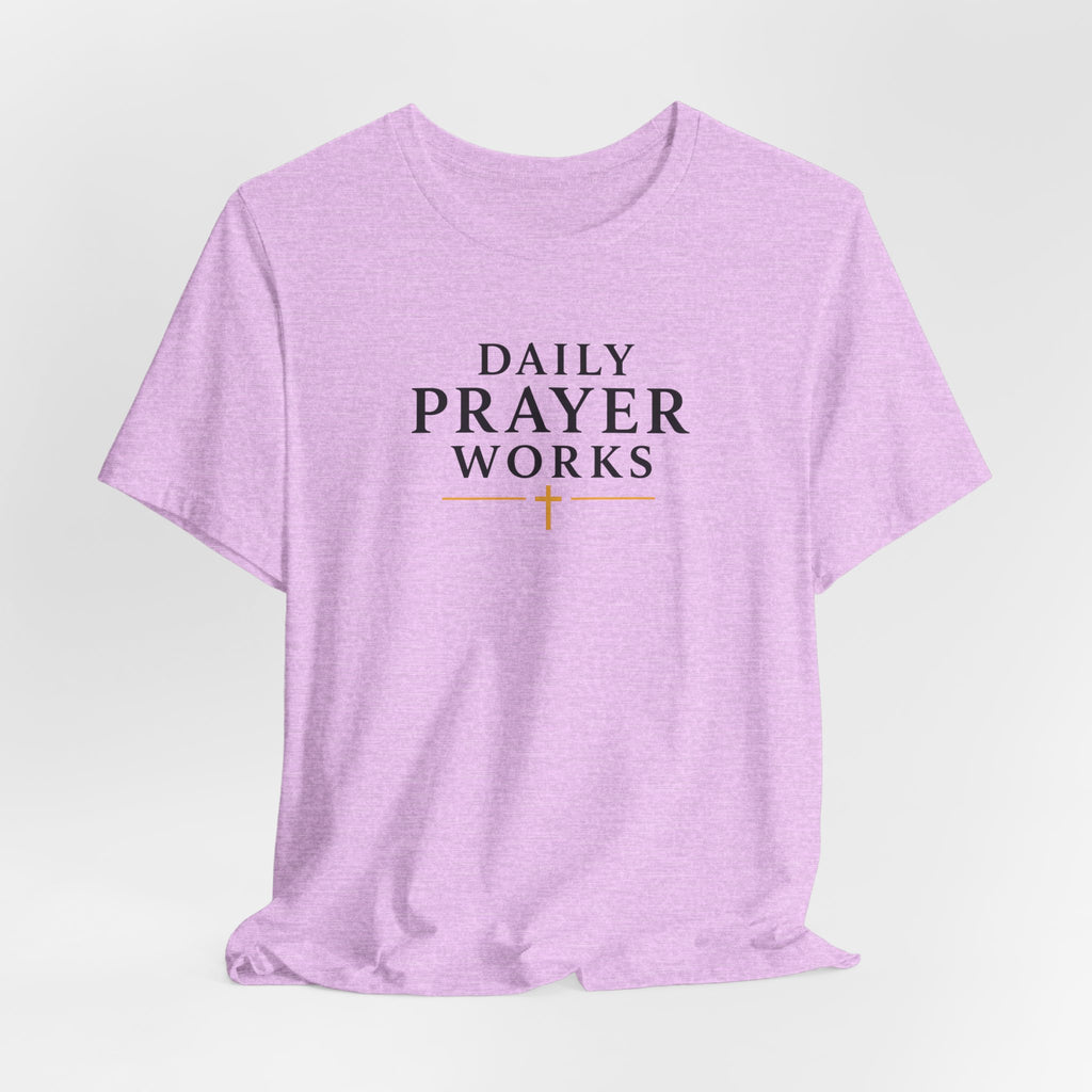 Daily Prayer Works White Christian T-Shirt | Minimalist Faith Cross Tee