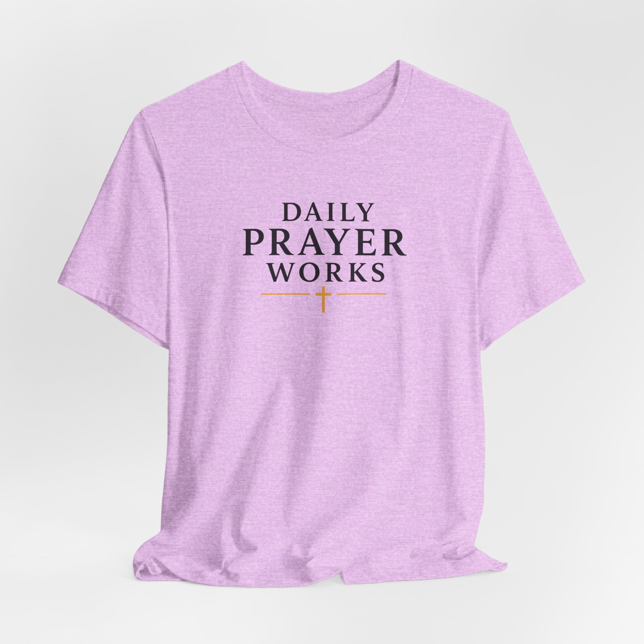 Daily Prayer Works White Christian T-Shirt | Minimalist Faith Cross Tee