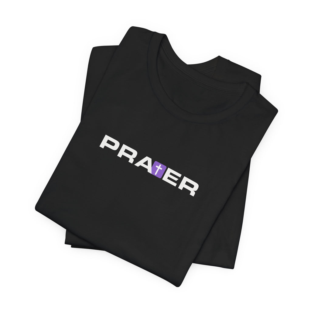 PRAYER Christian T-Shirt with Cross | Minimal Faith Graphic Tee