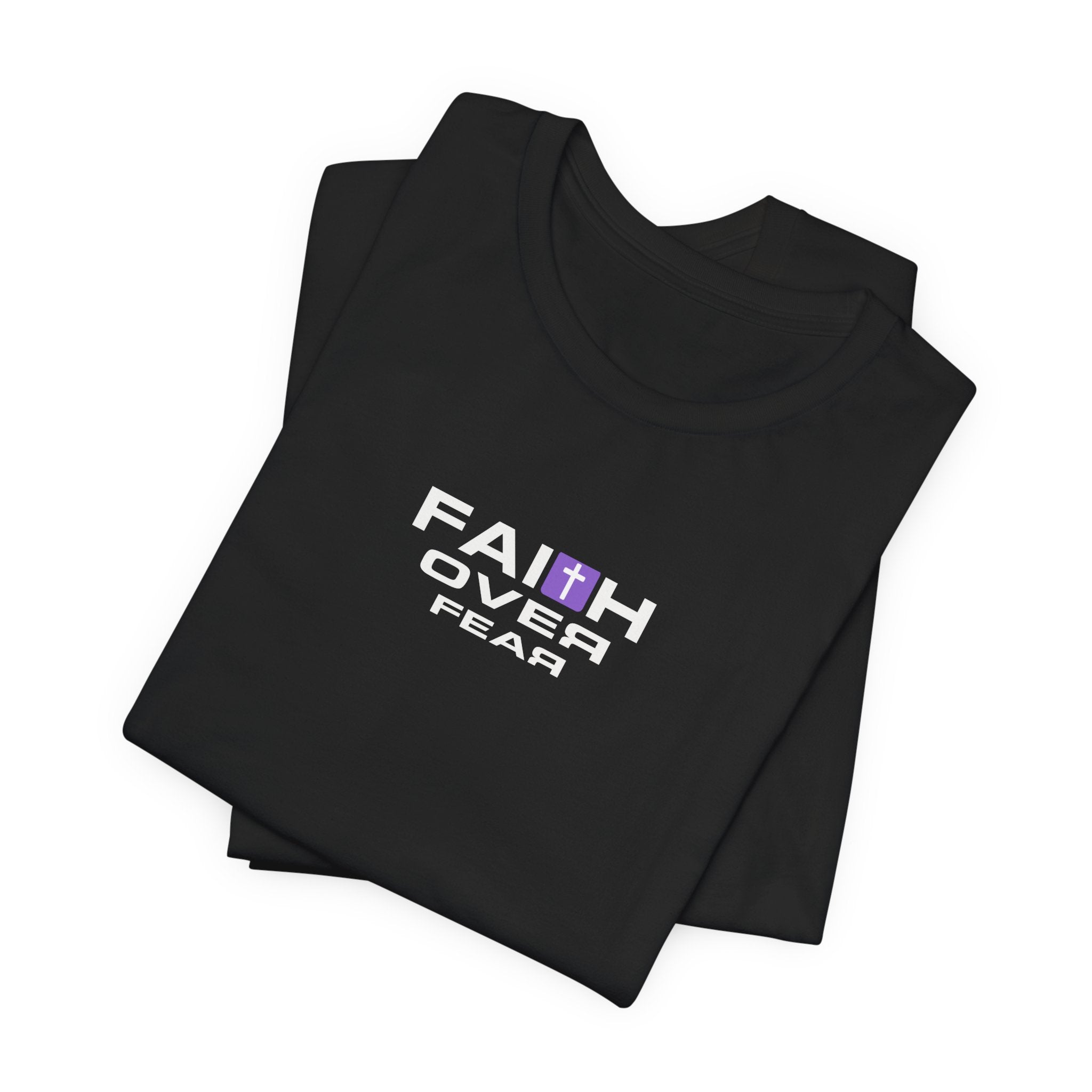 Faith Over Fear Christian T-Shirt | Minimalist Cross Graphic Faith Tee
