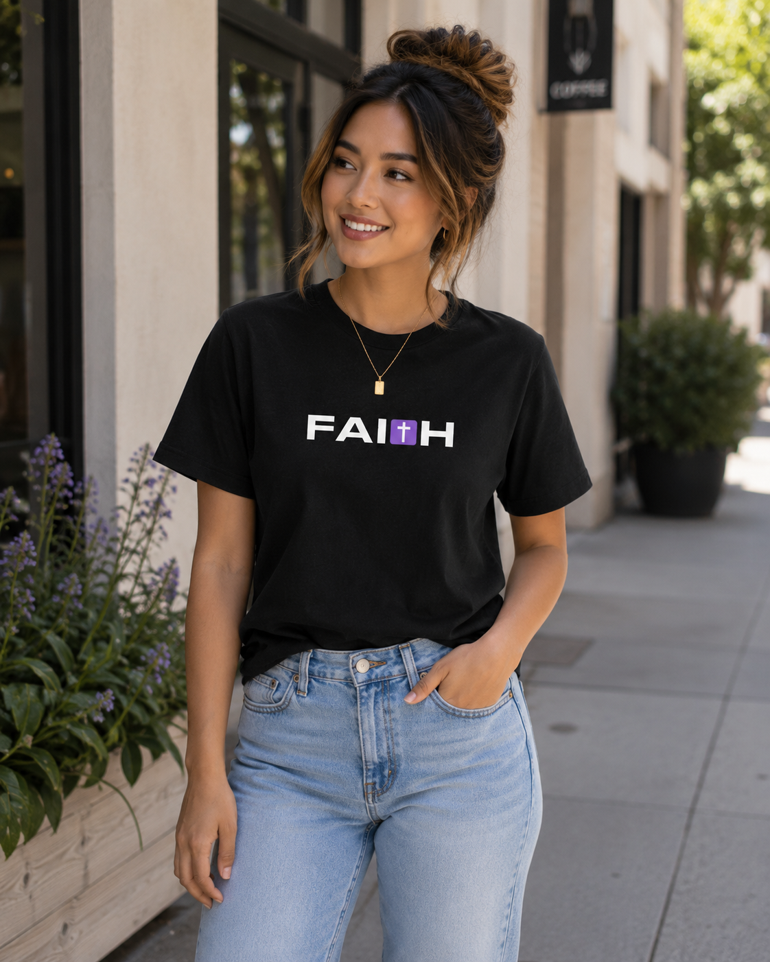 FAI✝H Christian T-Shirt | Minimal Cross Faith Graphic Tee
