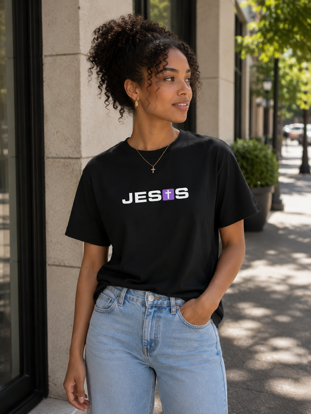 Jesus Christian T-Shirt | Minimalist Cross Faith Graphic Tee