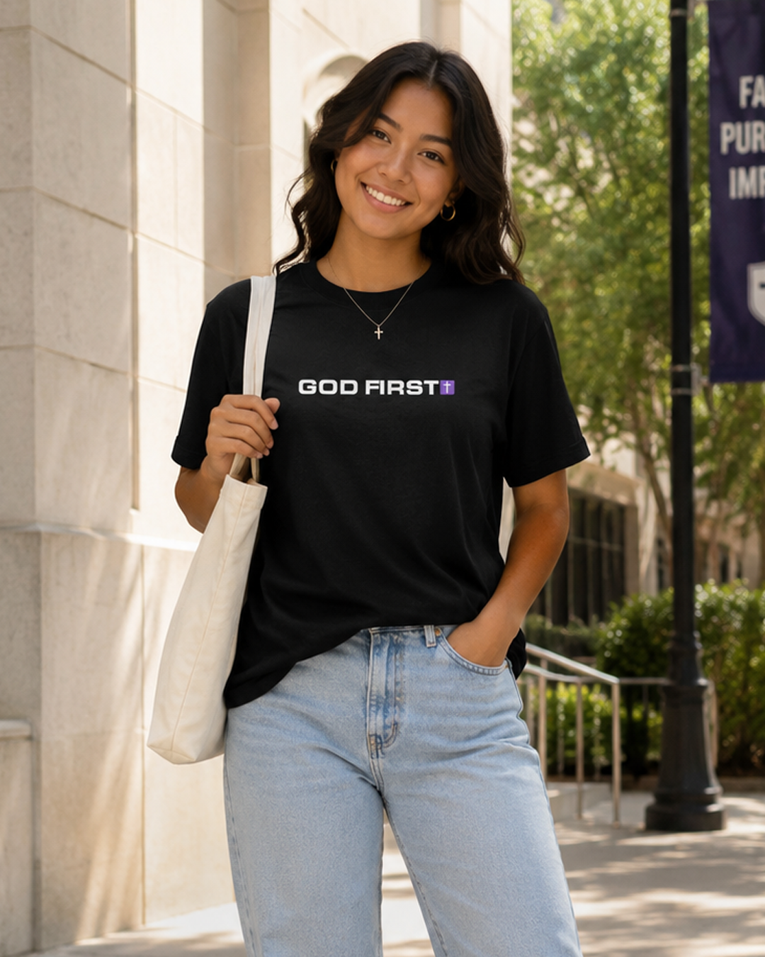 God First Christian T-Shirt | Minimalist Faith Cross Graphic Tee